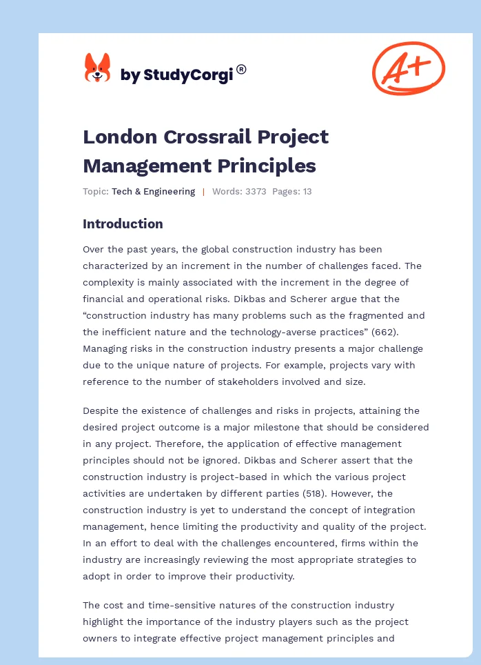 London Crossrail Project Management Principles. Page 1