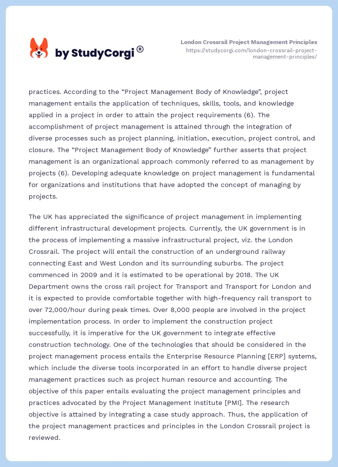 London Crossrail Project Management Principles. Page 2