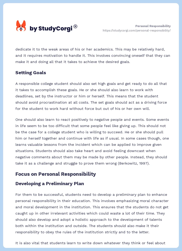 Personal Responsibility. Page 2