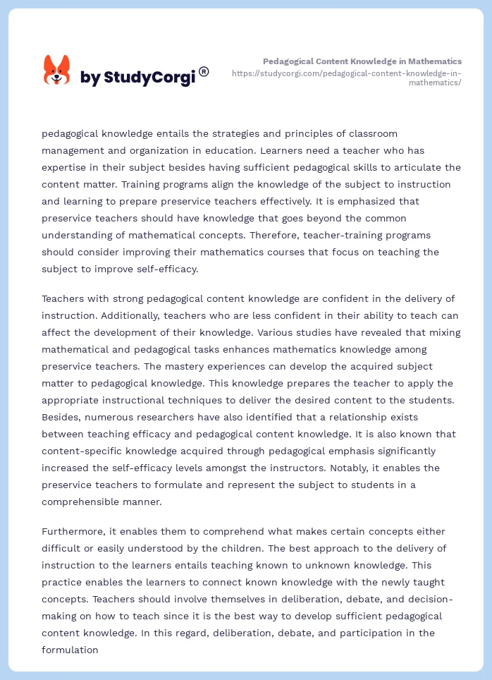 Pedagogical Content Knowledge in Mathematics. Page 2