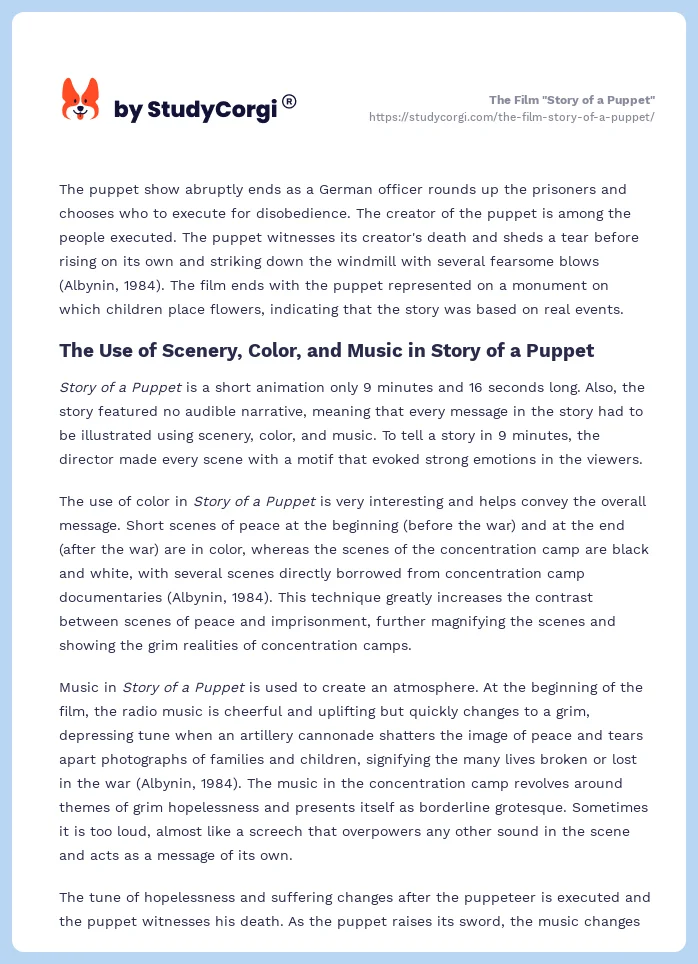 The Film "Story of a Puppet". Page 2