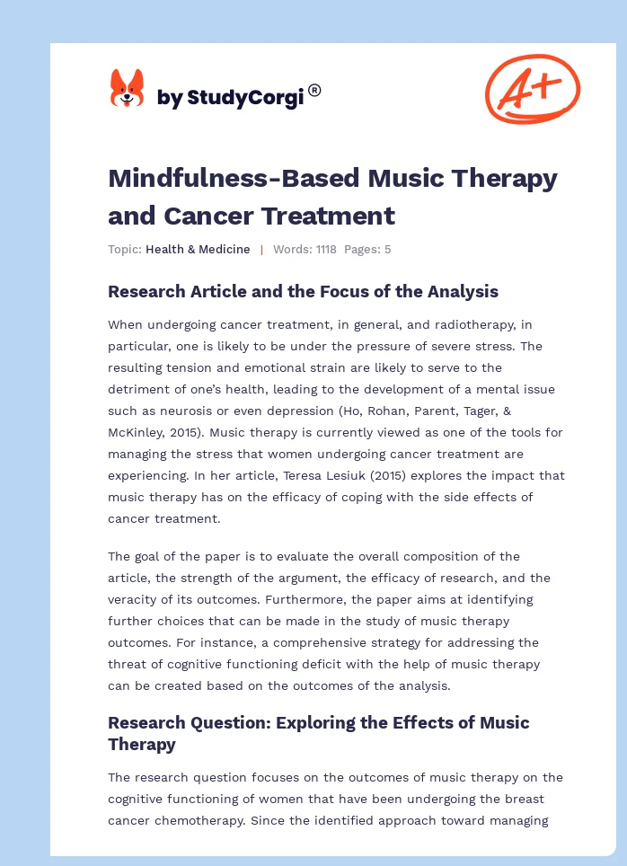 Mindfulness-Based Music Therapy and Cancer Treatment. Page 1