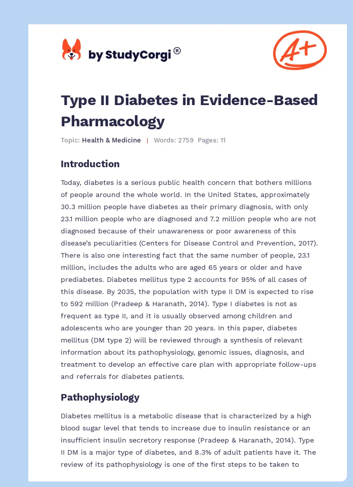 Type II Diabetes in Evidence-Based Pharmacology. Page 1