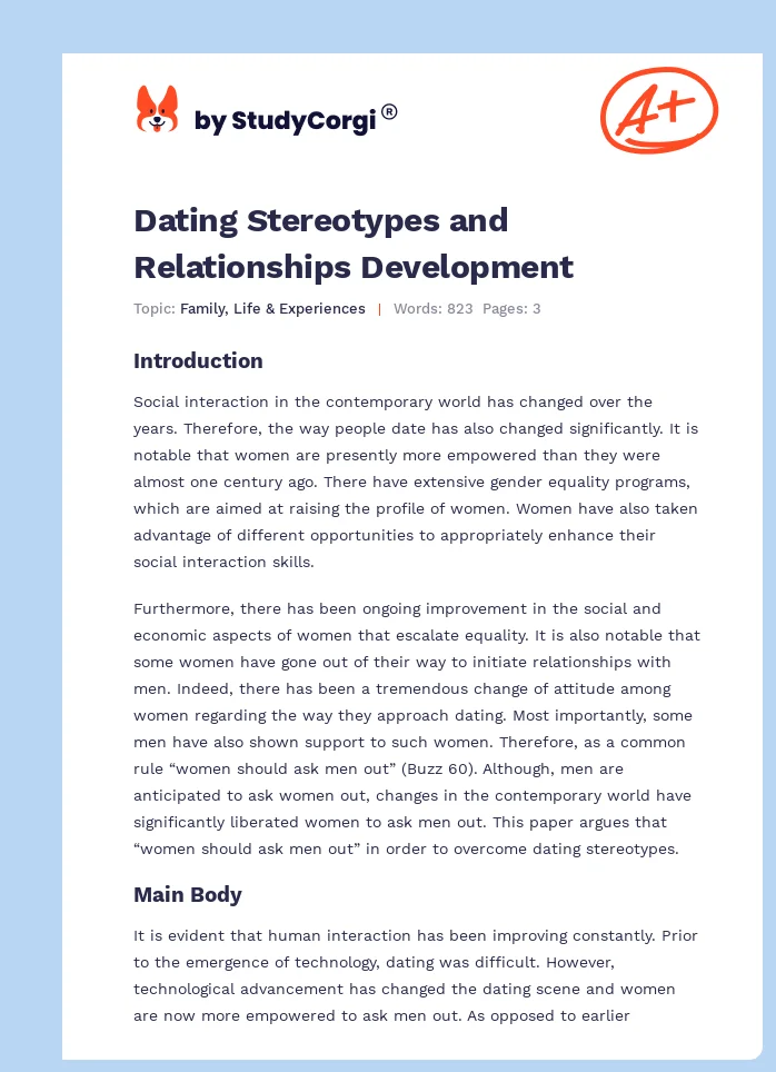 Dating Stereotypes and Relationships Development. Page 1