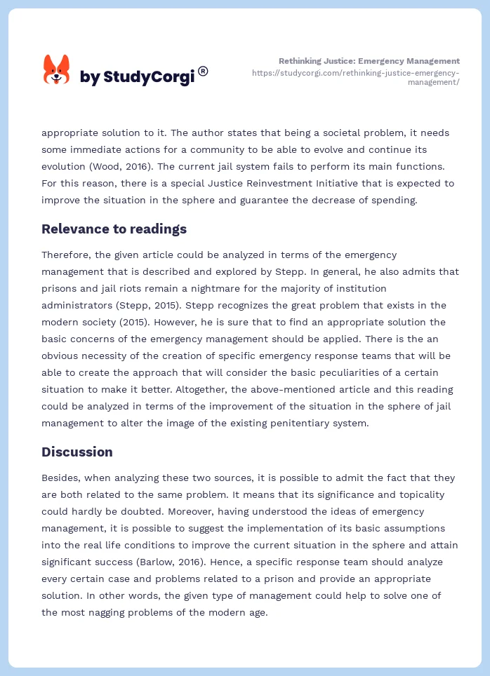 Rethinking Justice: Emergency Management. Page 2