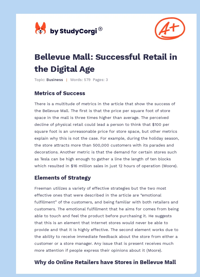 Bellevue Mall: Successful Retail in the Digital Age. Page 1