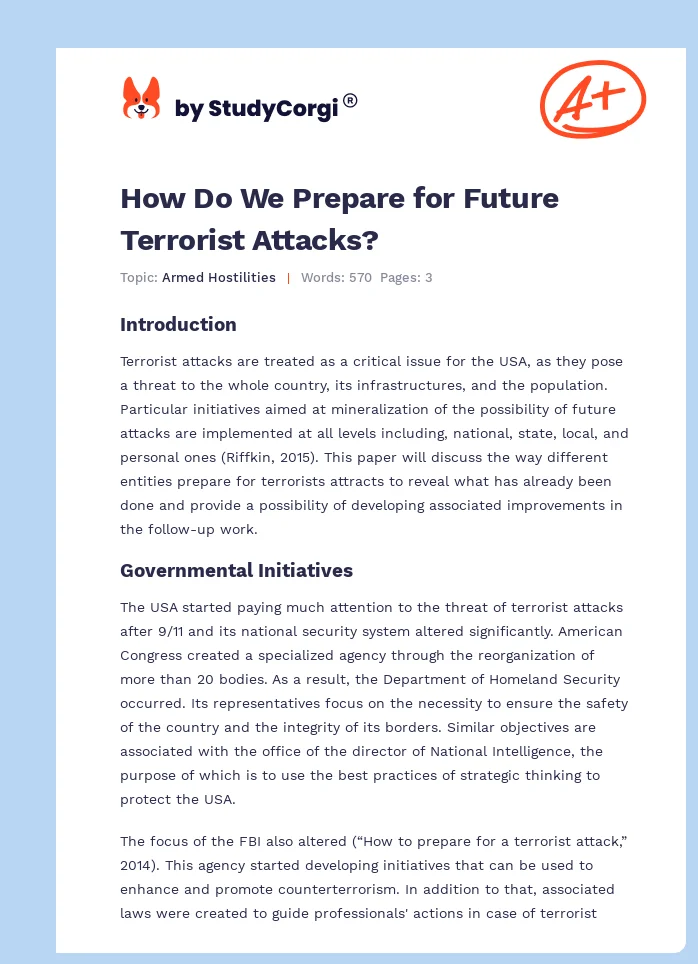 How Do We Prepare for Future Terrorist Attacks?. Page 1
