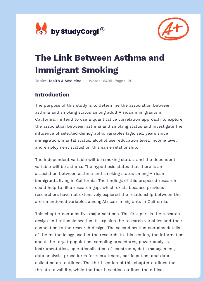 The Link Between Asthma and Immigrant Smoking. Page 1