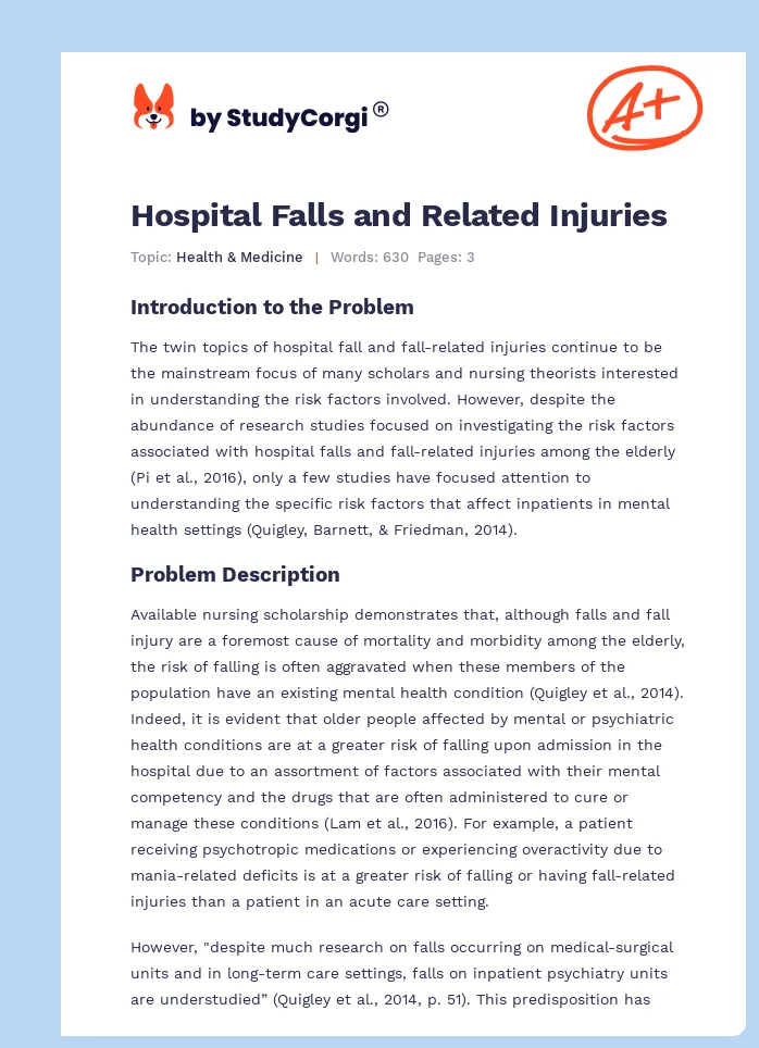 Hospital Falls and Related Injuries. Page 1