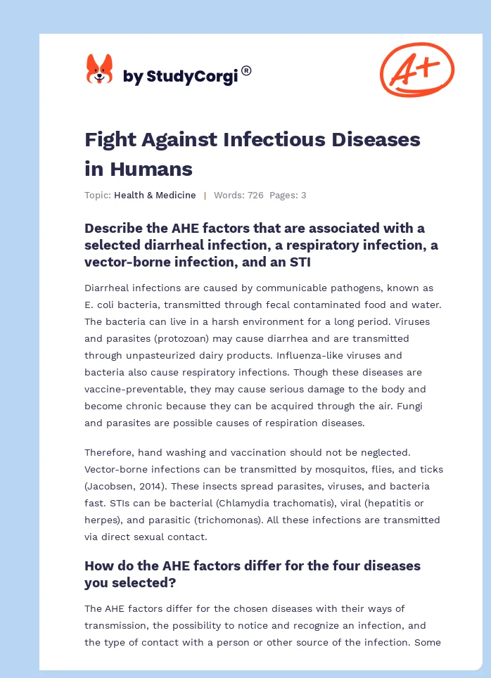 Fight Against Infectious Diseases in Humans. Page 1