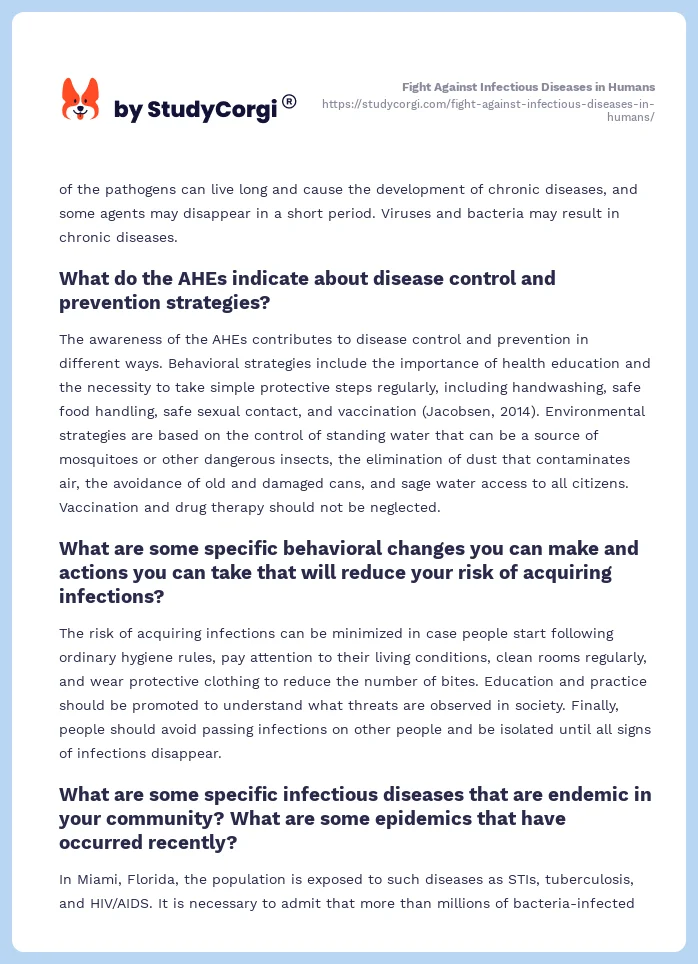 Fight Against Infectious Diseases in Humans. Page 2