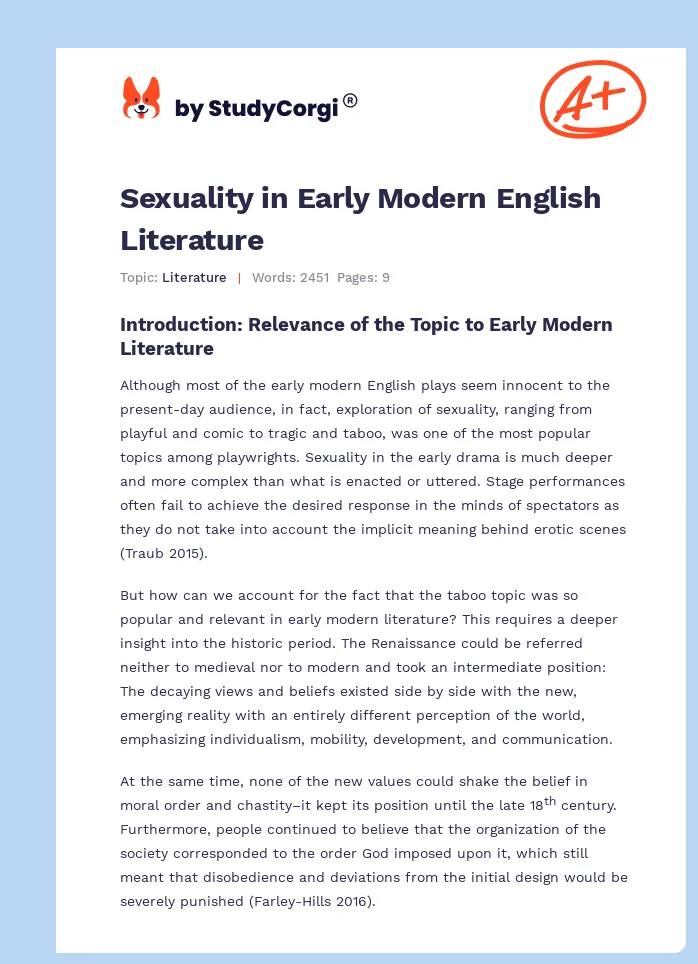 Sexuality in Early Modern English Literature. Page 1