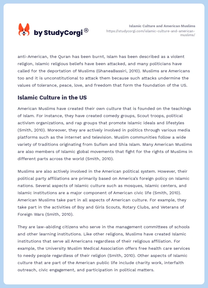Islamic Culture and American Muslims. Page 2