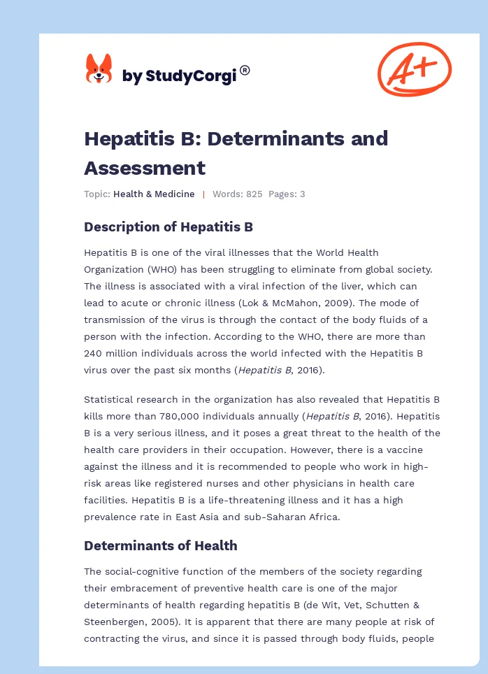 Hepatitis B: Determinants and Assessment. Page 1