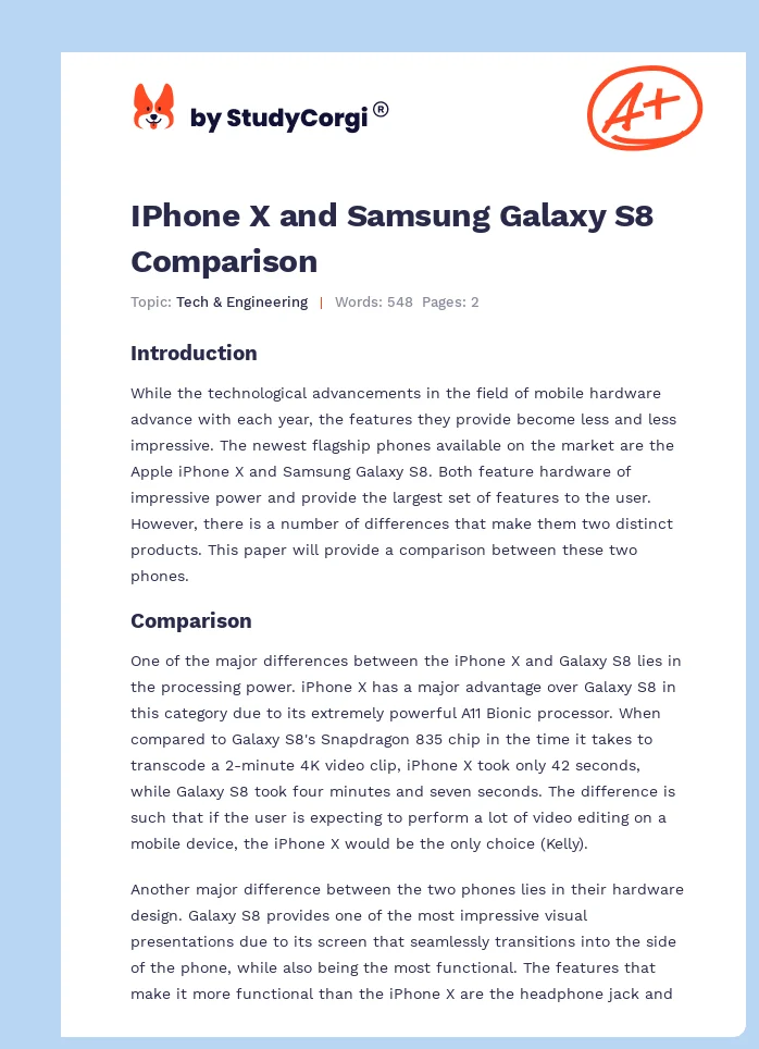 IPhone X and Samsung Galaxy S8 Comparison. Page 1