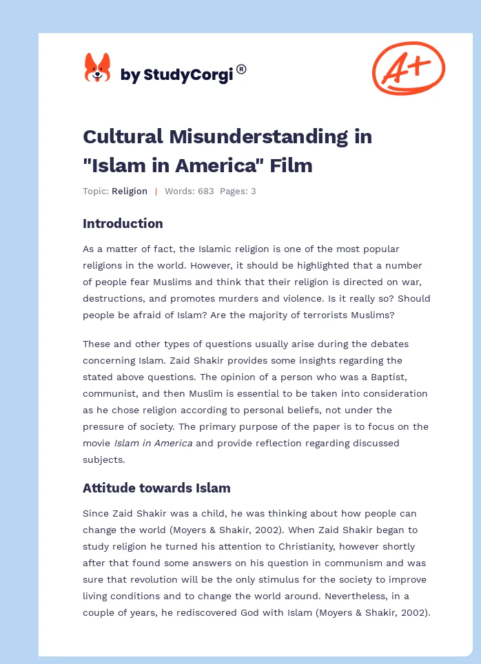 Cultural Misunderstanding in "Islam in America" Film. Page 1
