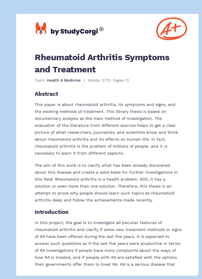 Rheumatoid Arthritis Symptoms and Treatment. Page 1