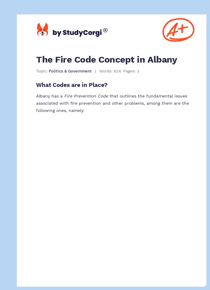 The Fire Code Concept in Albany. Page 1