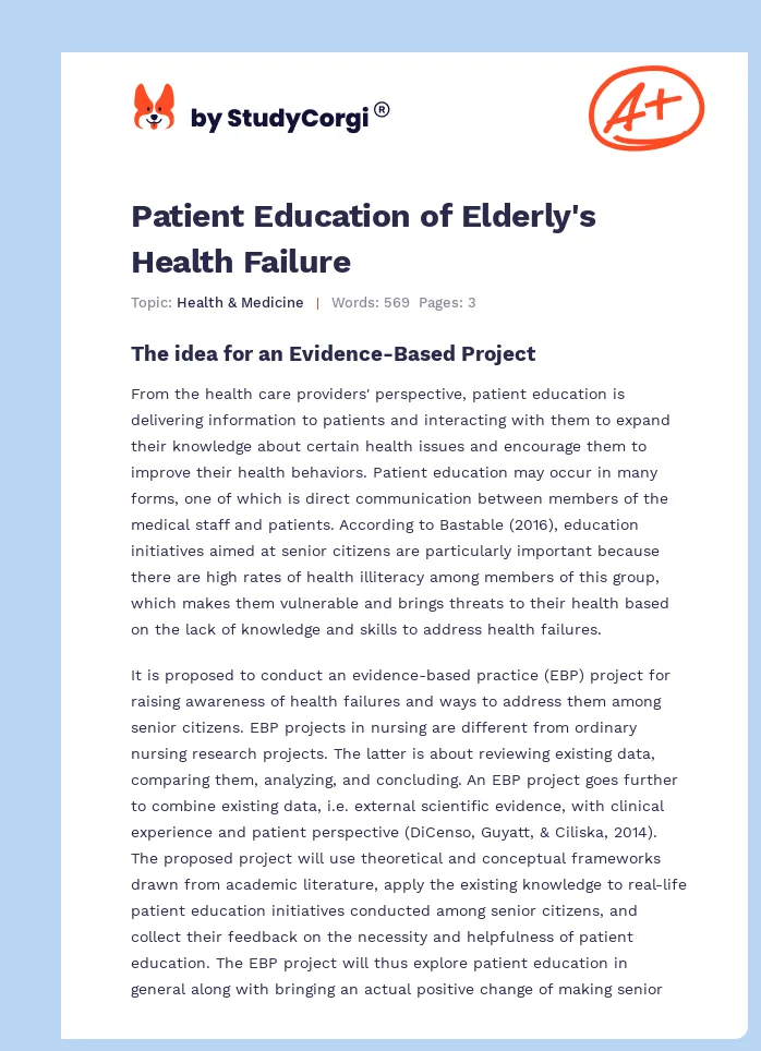 Patient Education of Elderly's Health Failure. Page 1