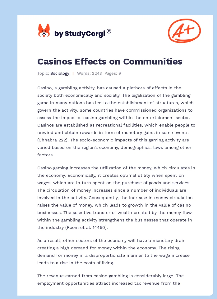 Casinos Effects on Communities. Page 1