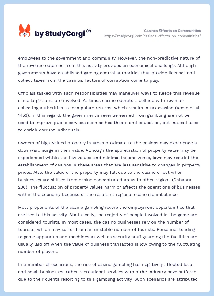 Casinos Effects on Communities. Page 2