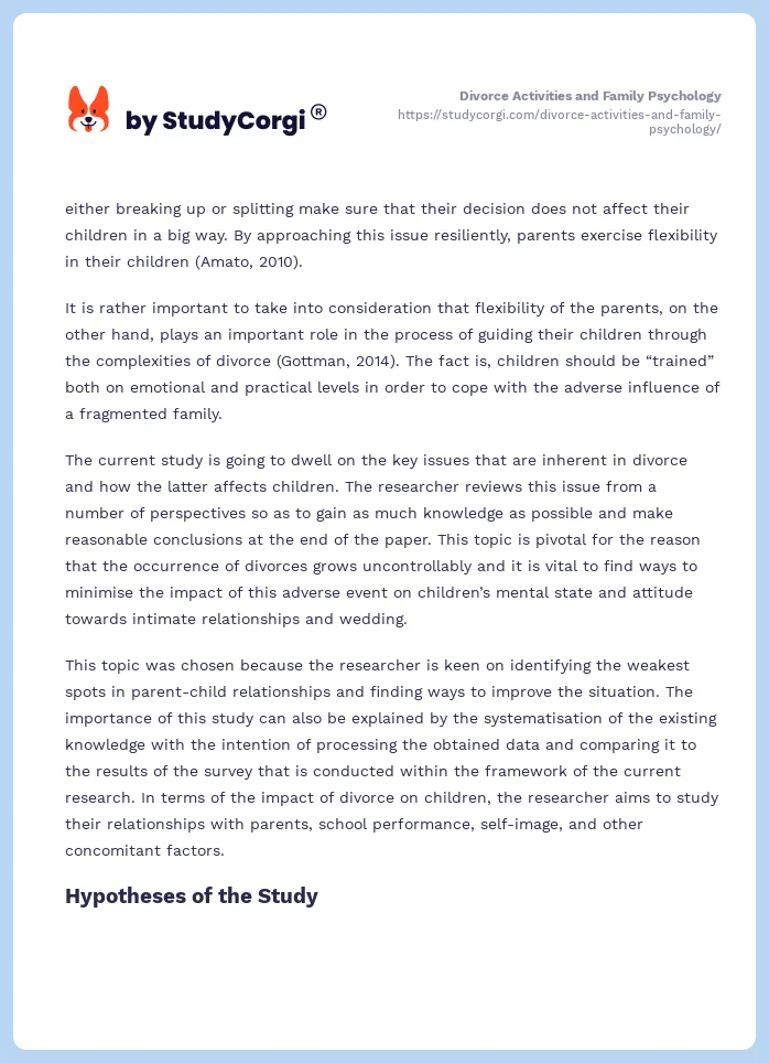 Divorce Activities and Family Psychology. Page 2