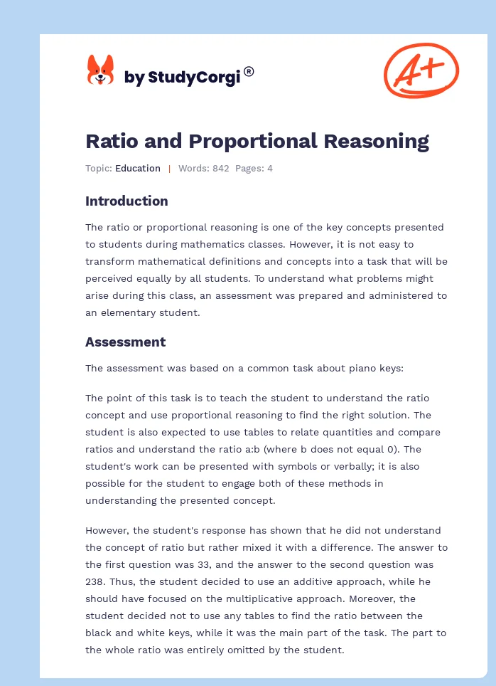Ratio and Proportional Reasoning. Page 1