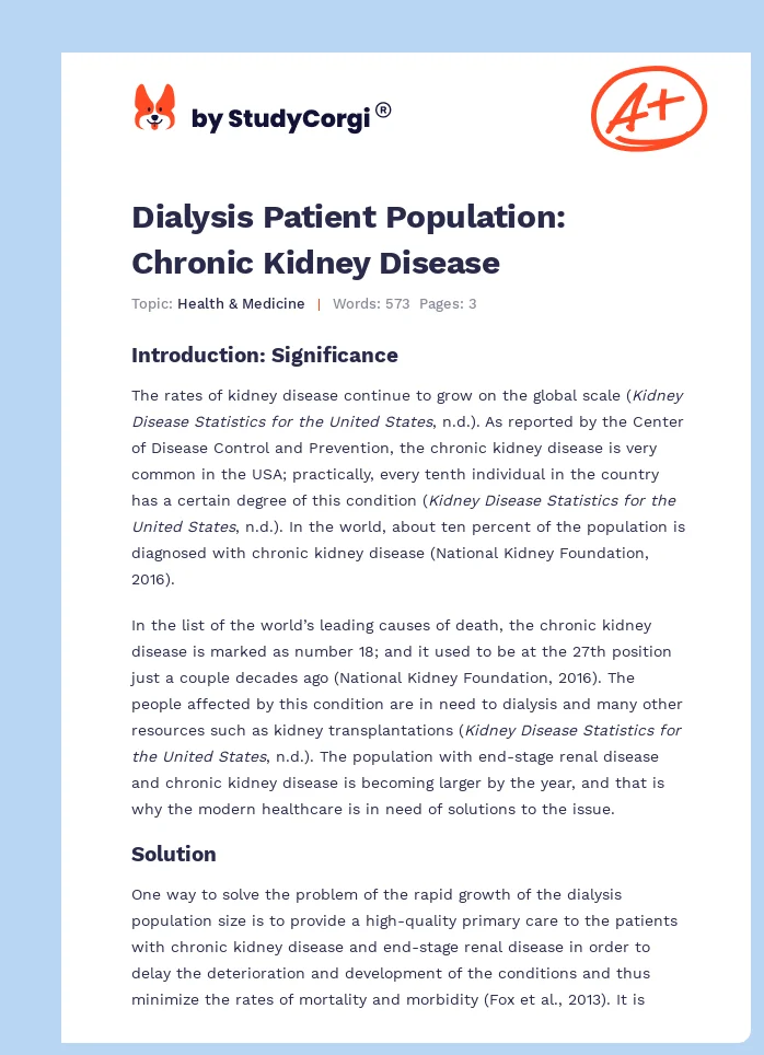 Dialysis Patient Population: Chronic Kidney Disease. Page 1
