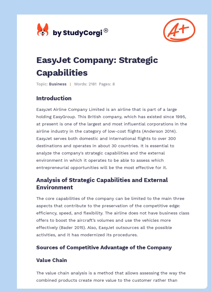 EasyJet Company: Strategic Capabilities. Page 1