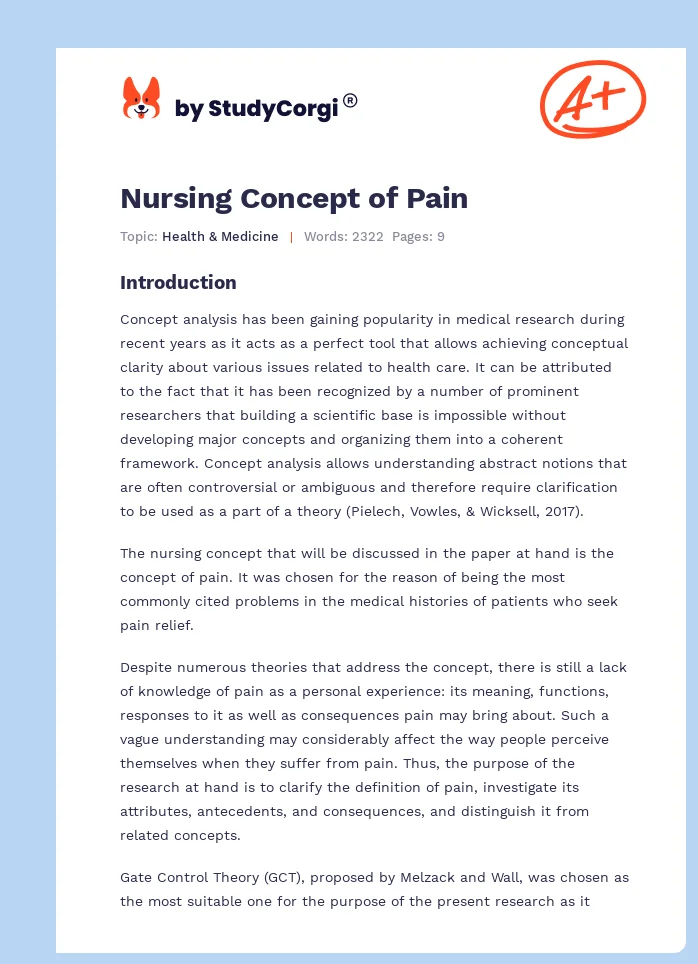 Nursing Concept of Pain. Page 1