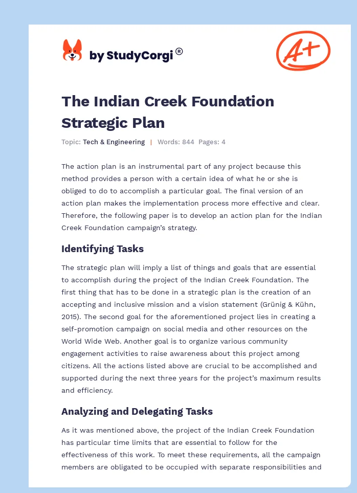 The Indian Creek Foundation Strategic Plan. Page 1