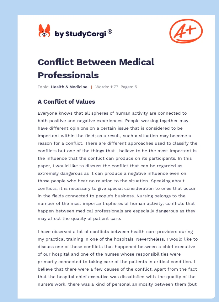 Conflict Between Medical Professionals. Page 1