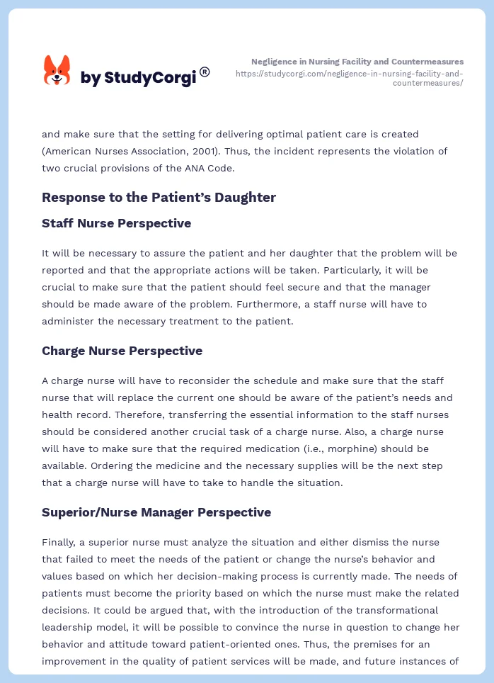 Negligence in Nursing Facility and Countermeasures. Page 2