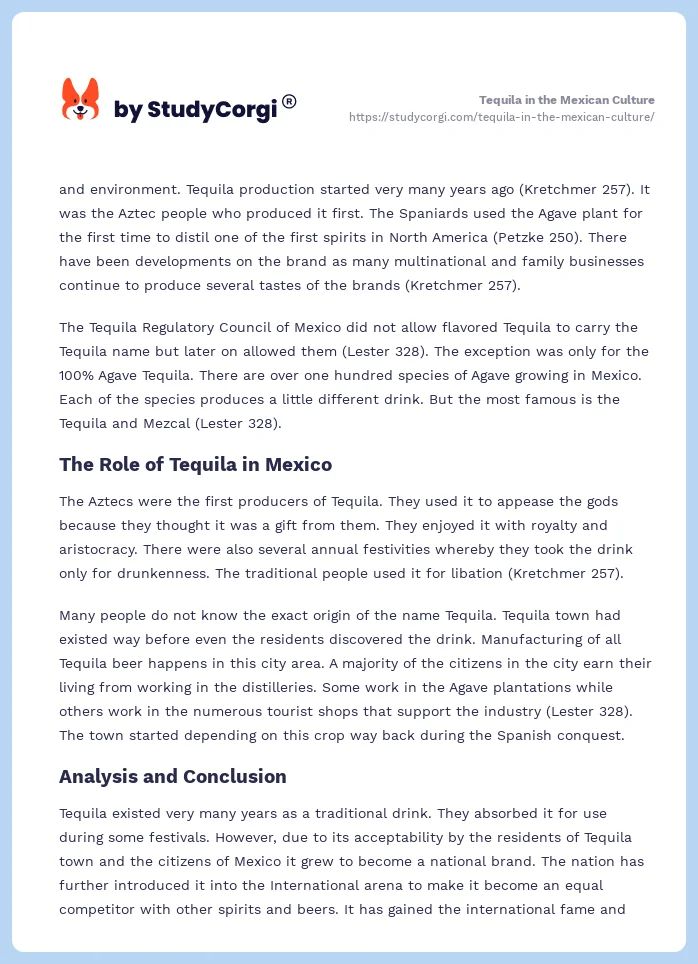 Tequila in the Mexican Culture. Page 2