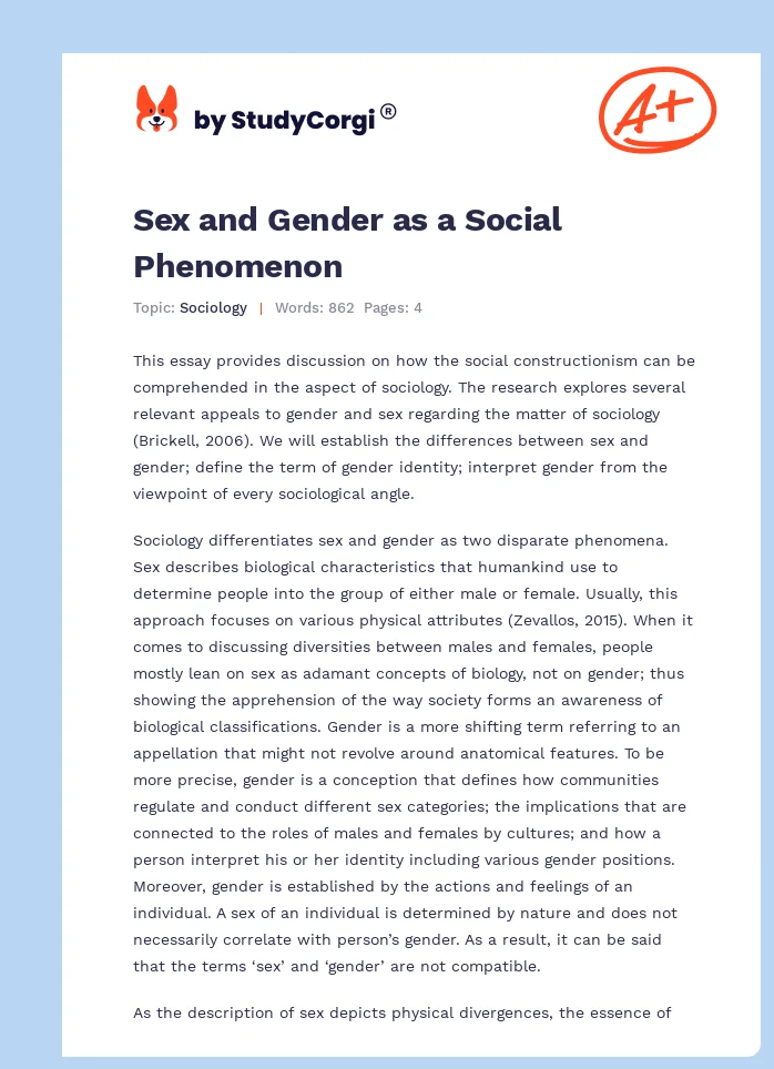 Sex and Gender as a Social Phenomenon. Page 1