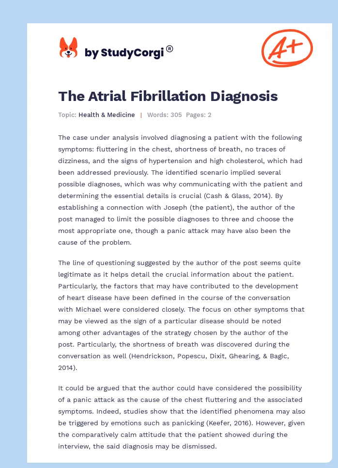 The Atrial Fibrillation Diagnosis. Page 1