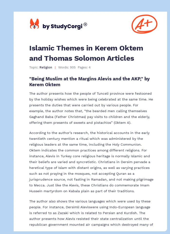 Islamic Themes in Kerem Oktem and Thomas Solomon Articles. Page 1