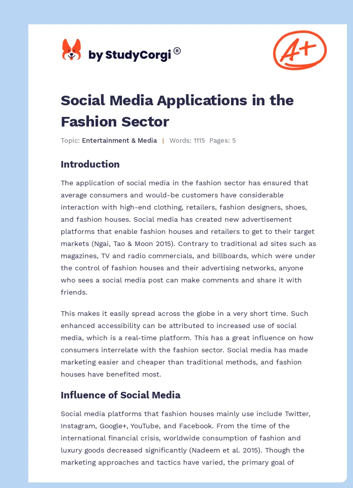 Social Media Applications in the Fashion Sector. Page 1