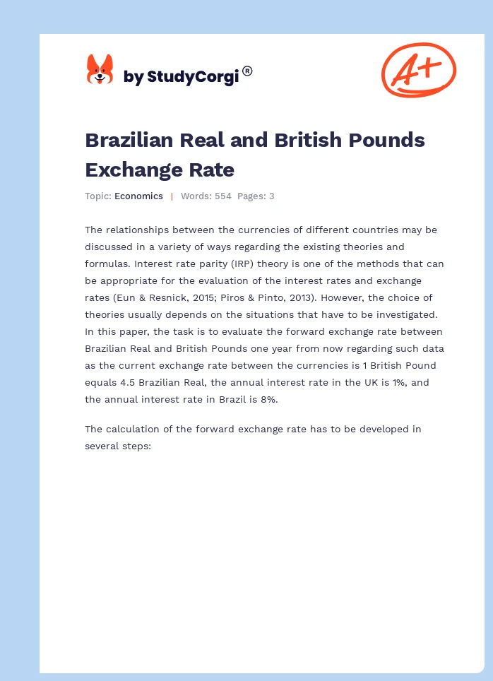 Brazilian Real and British Pounds Exchange Rate. Page 1