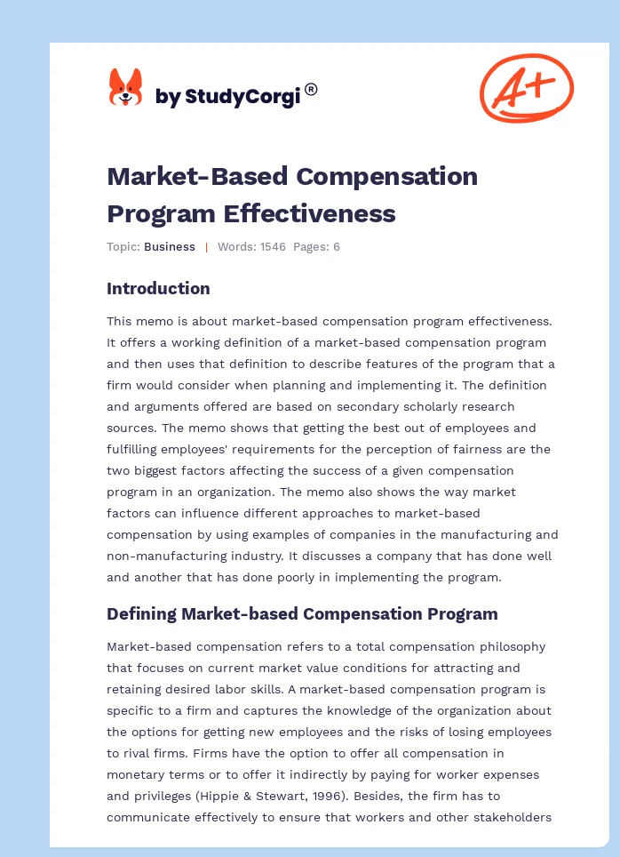Market-Based Compensation Program Effectiveness. Page 1