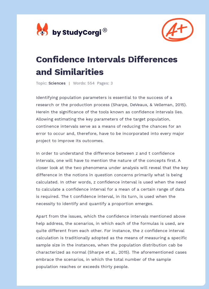 Confidence Intervals Differences and Similarities. Page 1