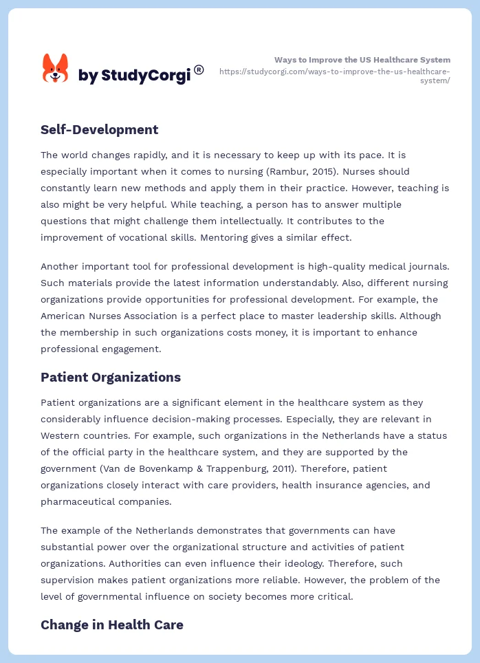 Ways to Improve the US Healthcare System. Page 2