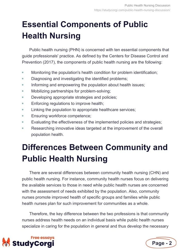 Public Health Nursing Discussion. Page 2