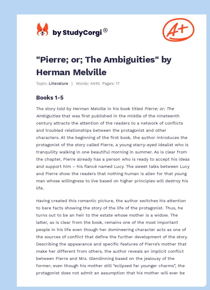 "Pierre; or; The Ambiguities" by Herman Melville. Page 1