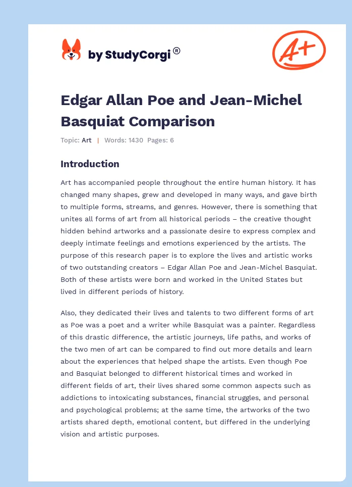 Edgar Allan Poe and Jean-Michel Basquiat Comparison. Page 1