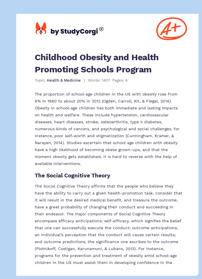 Childhood Obesity and Health Promoting Schools Program. Page 1