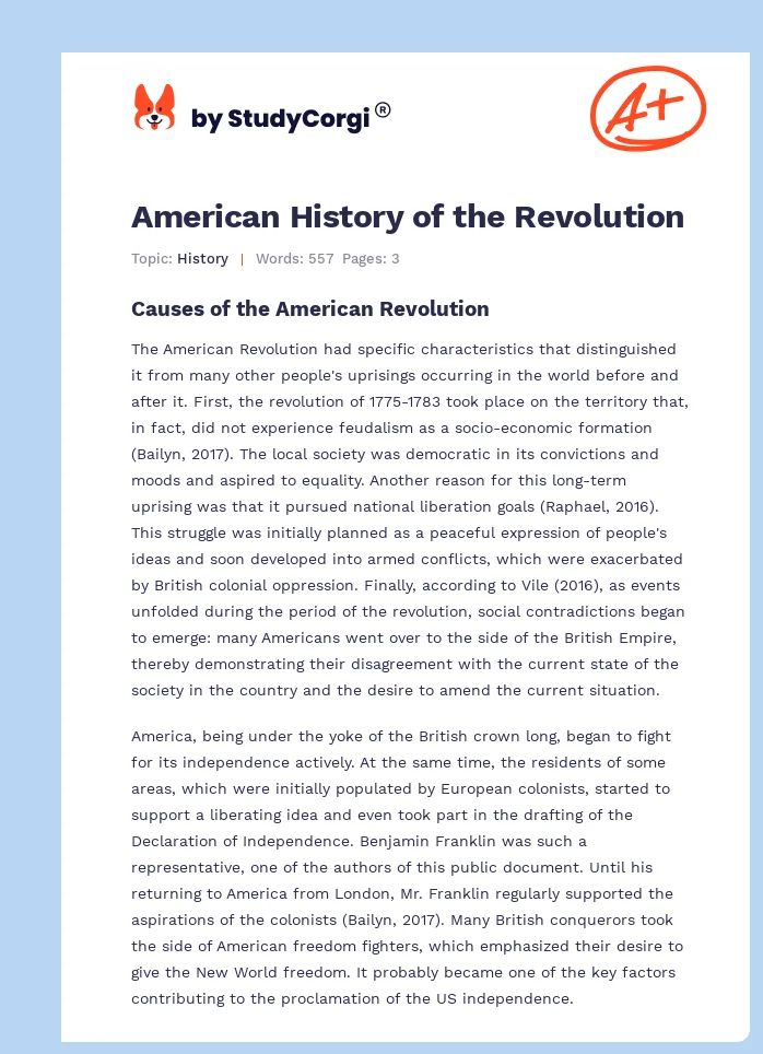 American History of the Revolution. Page 1