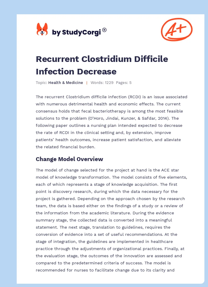 Recurrent Clostridium Difficile Infection Decrease. Page 1