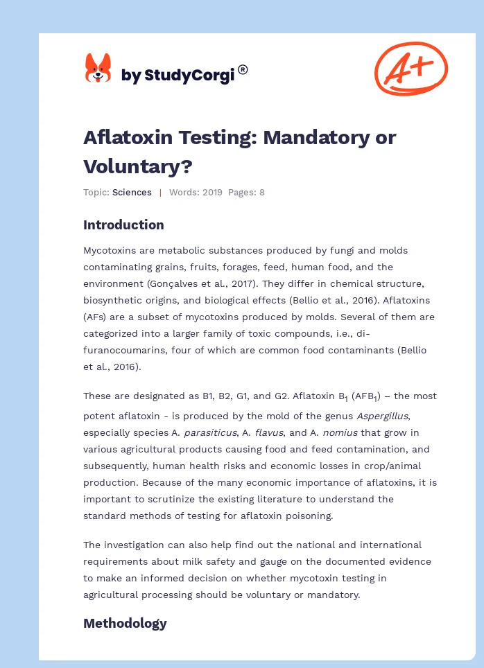 Aflatoxin Testing: Mandatory or Voluntary?. Page 1