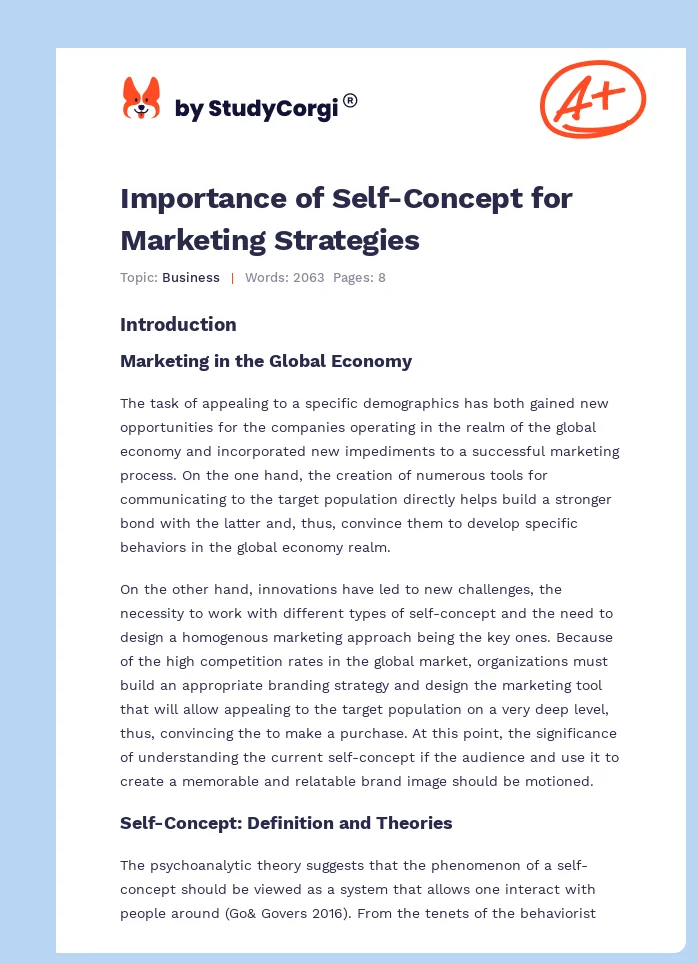 Importance of Self-Concept for Marketing Strategies. Page 1